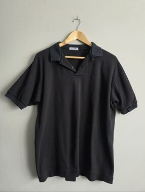 Vintage 90s Playboy Black Short Sleeve Classic Cotton Polo Knit Casual Collar L